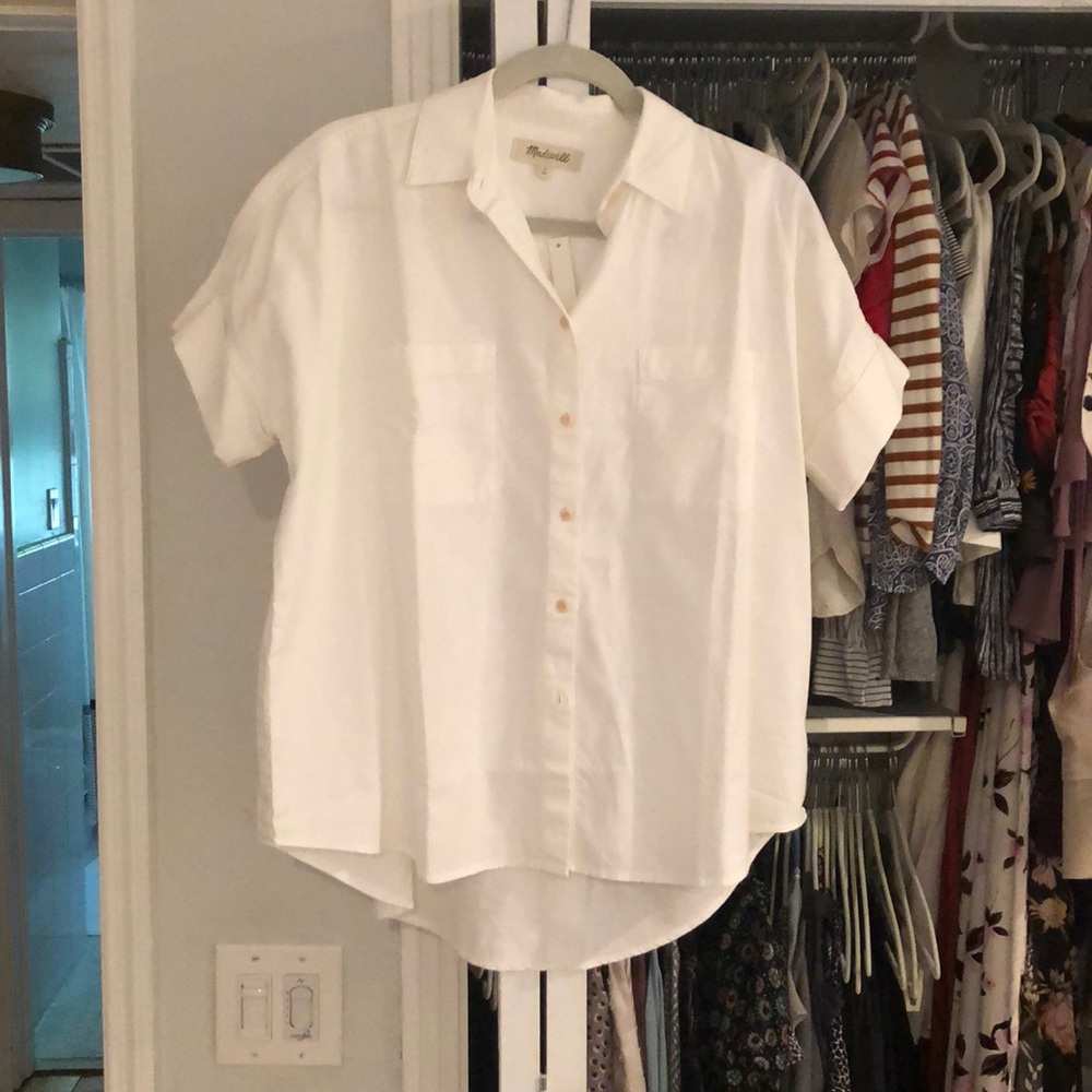 Madewell White Cotton Courier Shirt